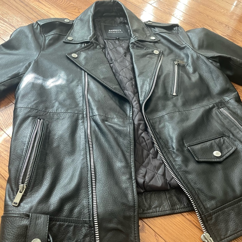Barneys New York Black Leather Jacket